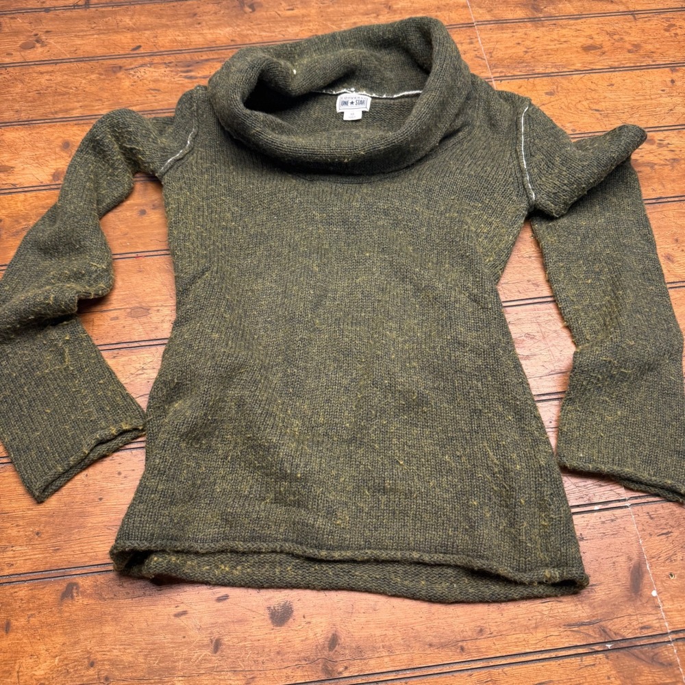 Converse One Star Women's Green Speckled Knit Cowl Neck Long Sleeve‎ Sweater XS